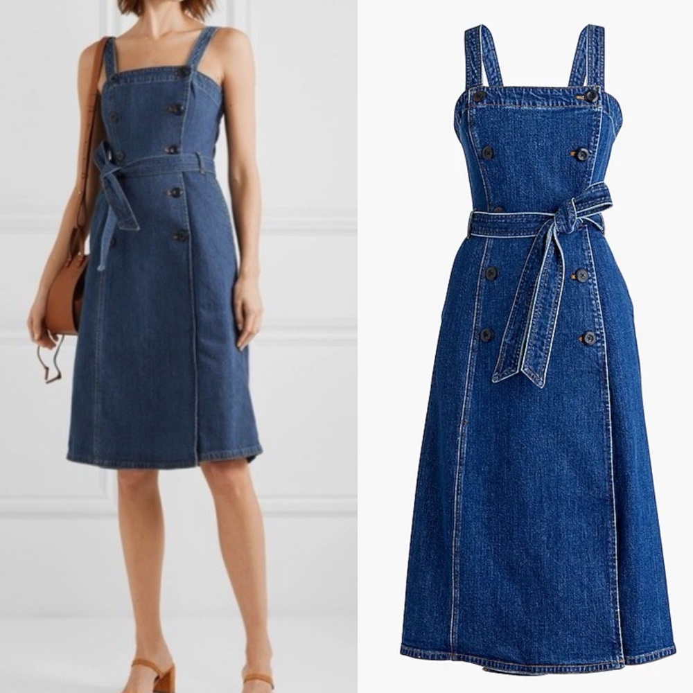 J CREW Button Front Trench Dress Denim